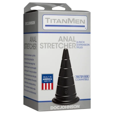 Doc Johnson TitanMen Anal Stretcher - kúpos anál tágító plug (fekete) - 15 cm