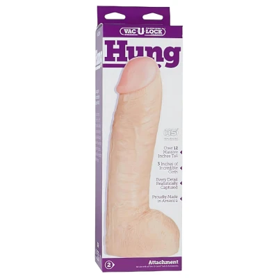 Doc Johnson Vac-U-Lock Hung 12 - élethű, herés dildó (testszínű)