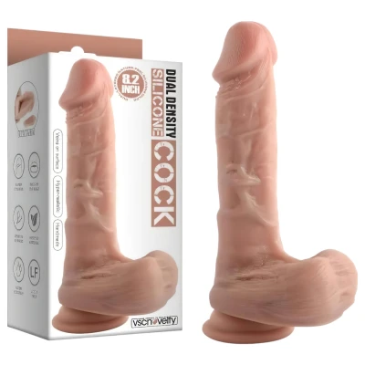 Dual Density - tapadókorongos, herés élethű dildó - 20 cm (testszínű)