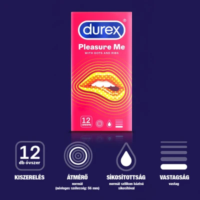 Durex Pleasure Me - bordázott-pontozott óvszer (12 db)