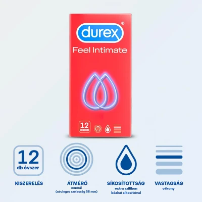 Durex Feel Intimate - vékonyfalú óvszer élethű érzéssel (12 db)