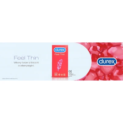 Durex Feel Thin - vékony óvszer élethű érzéssel (12 db)