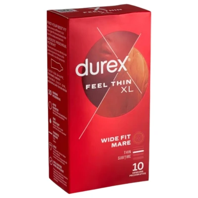 Durex Feel Thin XL - vékony, extra nagy óvszer élethű érzéssel (10 db)
