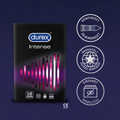 Durex Intense - bordázott és pontozott óvszer (16 db)