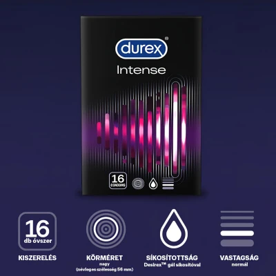 Durex Intense - bordázott és pontozott óvszer (16 db)