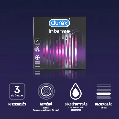 Durex Intense - bordázott és pontozott óvszer (3 db)
