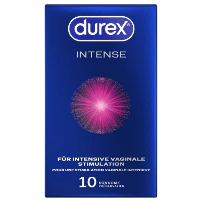 Durex Intense Orgasmic - bordás, pontozott stimuláló óvszer (10 db)