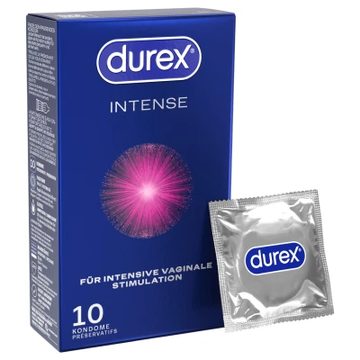 Durex Intense Orgasmic - bordás, pontozott stimuláló óvszer (10 db)