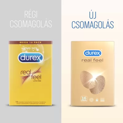 Durex Real Feel - latexmentes óvszer élethű érzéssel (16 db)