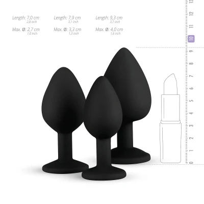 EasyToys Diamond - köves anál plug szett kezdőknek (fekete)