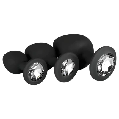 EasyToys Diamond - köves anál plug szett kezdőknek (fekete)