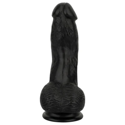 EasyToys - élethű herés dildó - 12 cm (fekete)