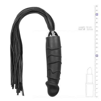 EasyToys Flogger - korbács és szilikon dildó egyben (fekete)