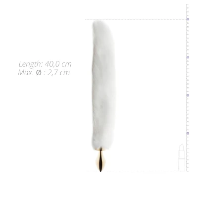 EasyToys Fox NO13 - fém butt plug rókafarokkal, anál plug (arany-fehér)