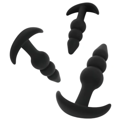 EasyToys - gömbös anál plug szett - 3 részes (fekete)