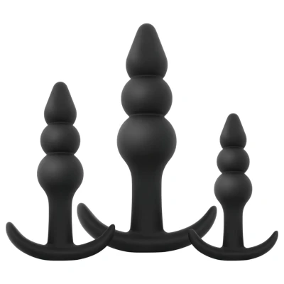 EasyToys - gömbös anál plug szett - 3 részes (fekete)