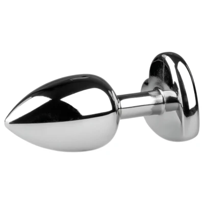EasyToys Metal No.2 - anál plug szíves kővel (ezüst-fehér)