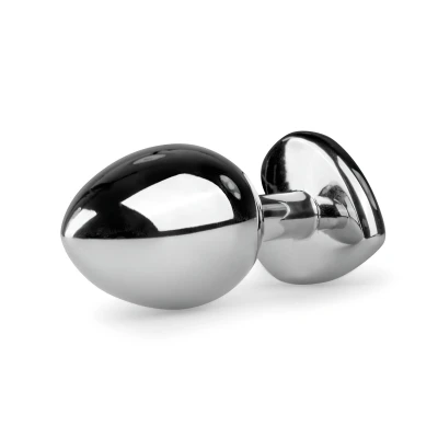 EasyToys Metal No.7 - szíves anál plug fehér kővel (ezüst)
