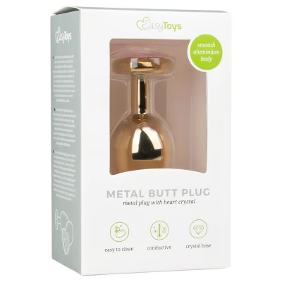 EasyToys Metal No.7 - pink köves, kúp anál plug (arany, 3 cm)