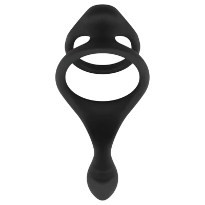 EasyToys Pleasure Ring - rugalmas péniszgyűrű és heregyűrű (fekete)