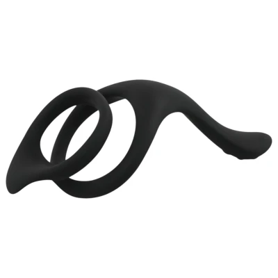 EasyToys Pleasure Ring - rugalmas péniszgyűrű és heregyűrű (fekete)
