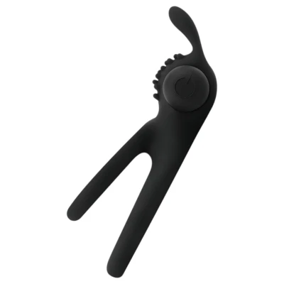 EasyToys Share Ring - vibrációs pénisz- és heregyűrű (fekete)