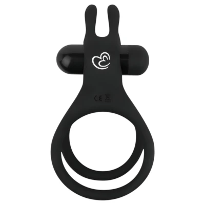 EasyToys Share Ring - vibrációs pénisz- és heregyűrű (fekete)