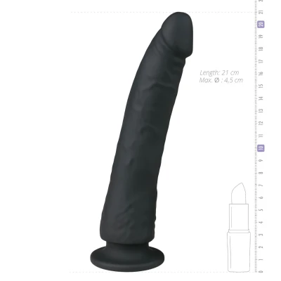 EasyToys - tapadókorongos 100% szilikon dildó (21 cm, fekete)