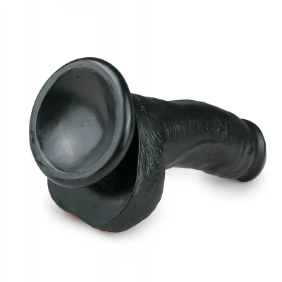 EasyToys - tapadókorongos, herés dildó (15 cm, fekete)