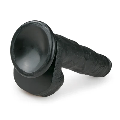 EasyToys - tapadókorongos, herés dildó (22,5 cm, fekete)