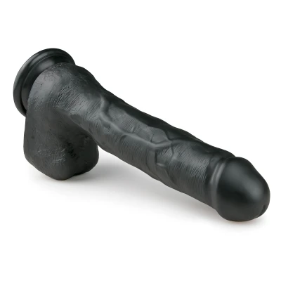 EasyToys - tapadókorongos, herés nagy dildó (29,5 cm, fekete)