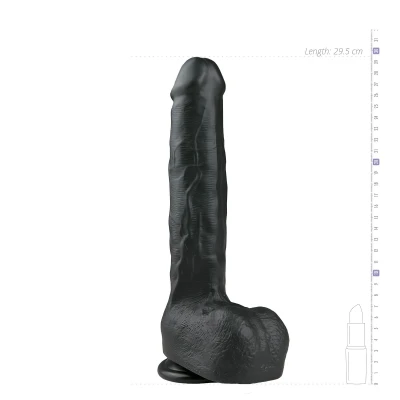 EasyToys - tapadókorongos, herés nagy dildó (29,5 cm, fekete)