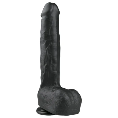 EasyToys - tapadókorongos, herés nagy dildó (29,5 cm, fekete)