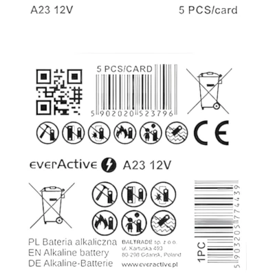 Elem - LR23A alkáli elem távirányítókhoz, 12V (1 db)