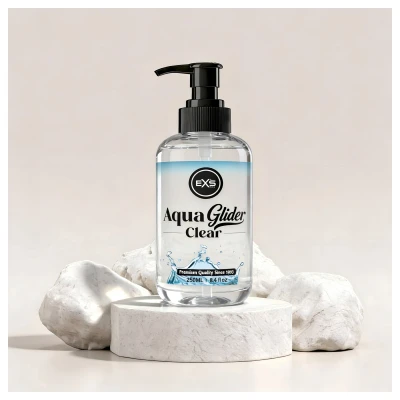 EXS AquaGlider Clear - átlátszó vízbázisú síkosító pumpás flakonban (250ml)