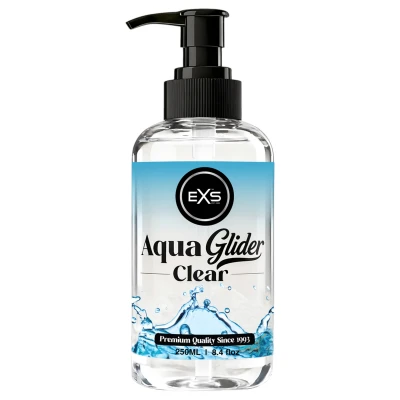 EXS AquaGlider Clear - átlátszó vízbázisú síkosító pumpás flakonban (250ml)