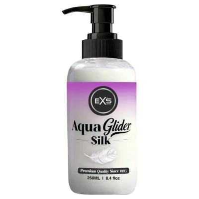 EXS AquaGlider Silk - selymes vízbázisú síkosító pumpás flakonban (250ml)