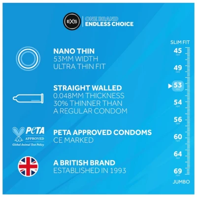 EXS Nano Thin - ultravékony latex óvszer természetes érzéssel (3 db)