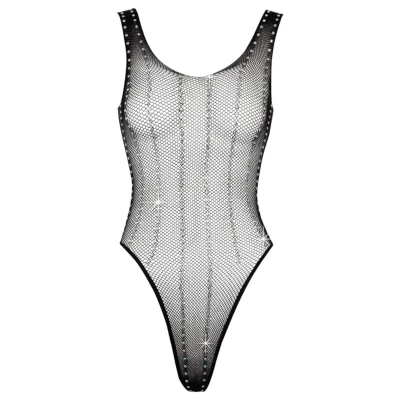 Cottelli - strasszos fekete necc body (S-L)