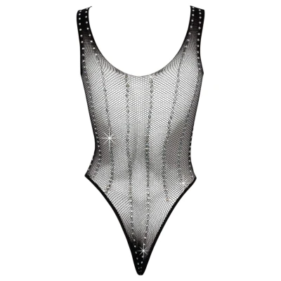 Cottelli - strasszos fekete necc body (S-L)