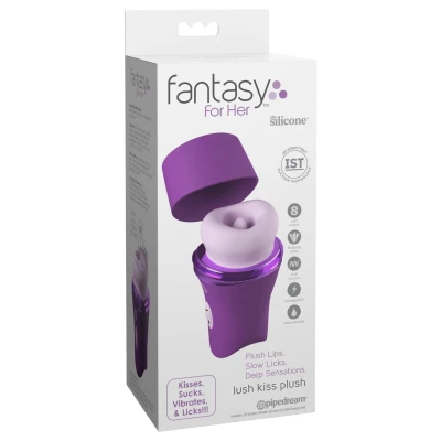 Fantasy For Her Lush Kiss Plush - szívó és nyelves csiklóizgató (lila)