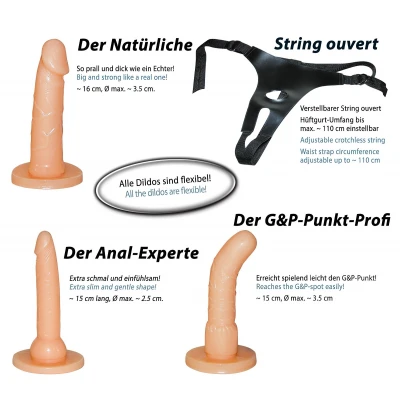 You2Toys - felcsatolható dildó szett hámmal, strap on (testszínű)