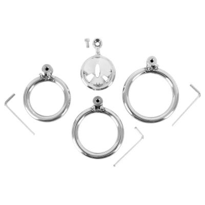 Fetish Collection - mini péniszketrec 3 cserélhető heregyűrűvel (ezüst)