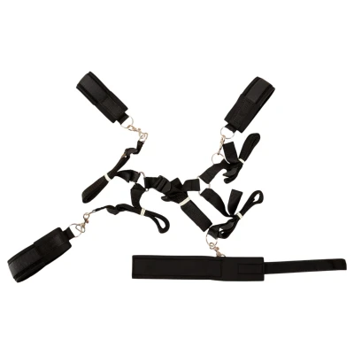 Fetish Fantasy - ágyhoz rögzíthető bondage kötöző szett (fekete)
