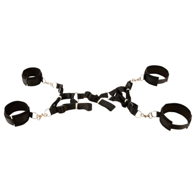 Fetish Fantasy - ágyhoz rögzíthető bondage kötöző szett (fekete)