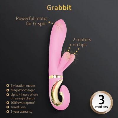 G-Vibe GRabbit - akkus, 3 motoros G-pont csiklókaros vibrátor (pink)