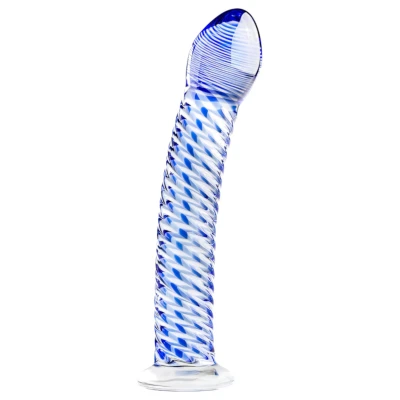 Gildo Glass No. 5 - spirál üveg dildó (átlátszó-kék)