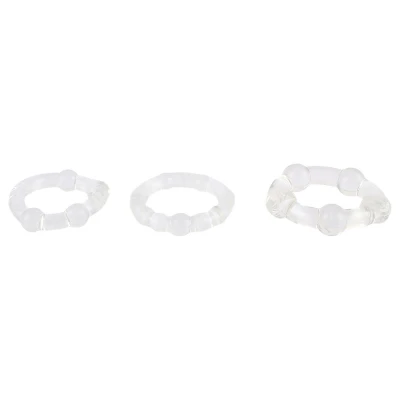 GK Power Beaded - gyöngyös péniszgyűrű szett (áttetsző) - 3 db