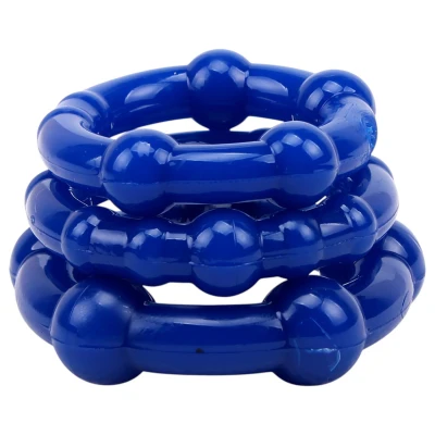 GK Power Beaded - gyöngyös péniszgyűrű szett (kék) - 3 db