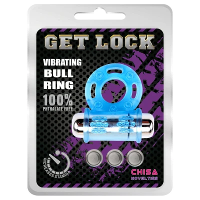 GK Power Bull Ring - vibrációs pénisz- és heregyűrű (kék)